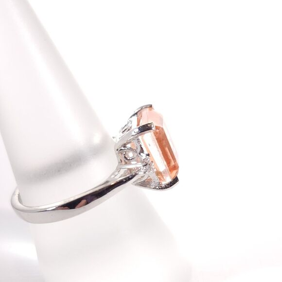 Morganique Quartz and Cambodian White Zircon Ring Size 7 - Picture 6 of 9